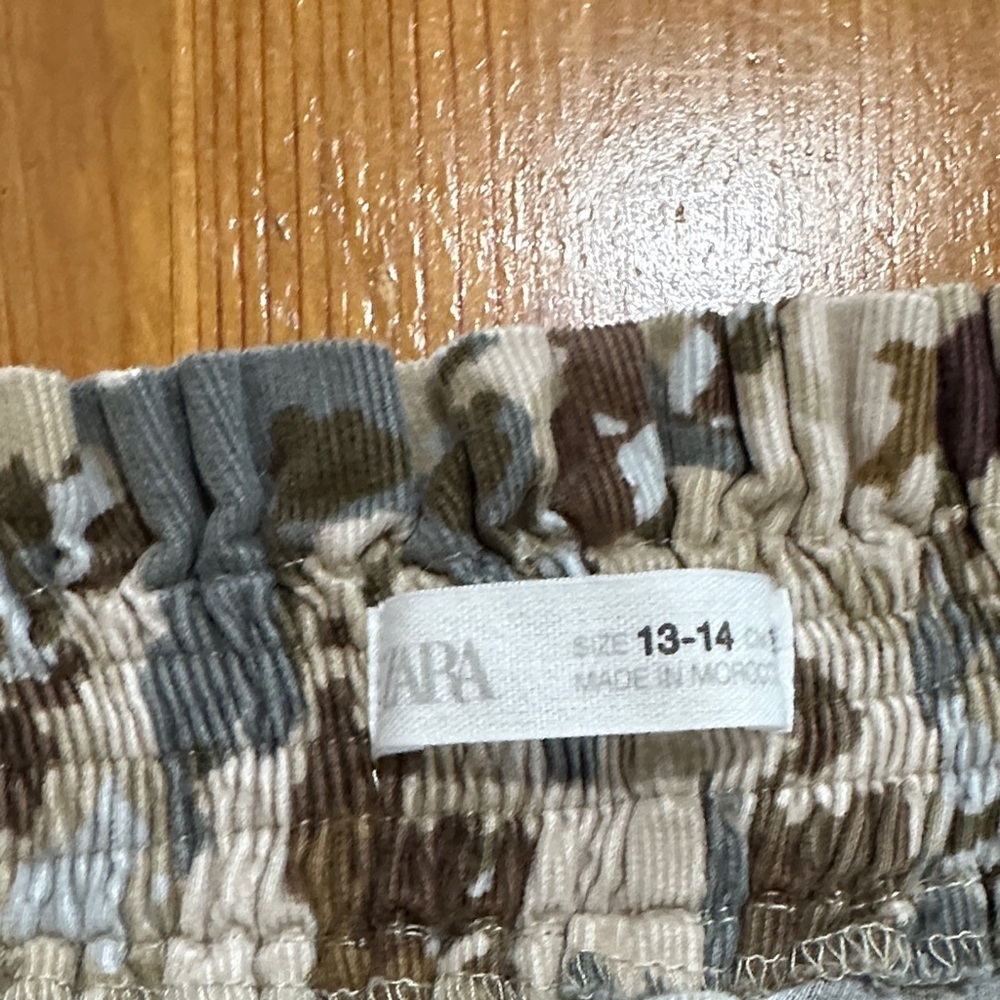 Zara Kids Girls Camouflage Joggers - Brown and Cream - Picture 7 of 8